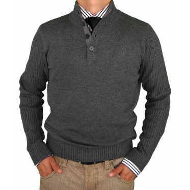 Mens Luciano Natazzi Mock Neck Ribbed Lo - Image1