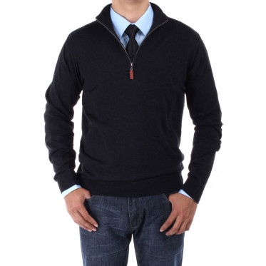 Mens Luciano Natazzi Mock Neck Zip Sweat - Image1