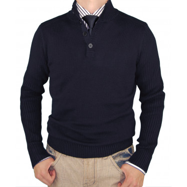 Mens Luciano Natazzi Classic Fit Mock Ne - Image1