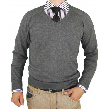 Mens Luciano Natazzi V-neck Cotton Sweat - Image1