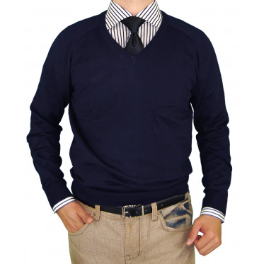 Mens Luciano Natazzi V-neck Cotton Sweat - Image1