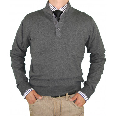 Mens Luciano Natazzi Button Mock Neck Sw - Image1