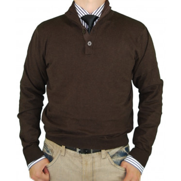 Mens Luciano Natazzi Button Mock Neck Sw - Image1