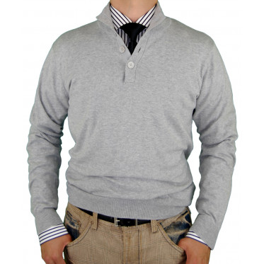 Mens Luciano Natazzi Button Mock Neck Sw - Image1