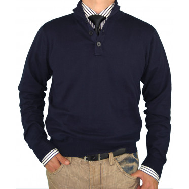 Mens Luciano Natazzi Button Mock Neck Sw - Image1