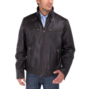 Mens Luciano Natazzi Leather Moto Biker  - Image1