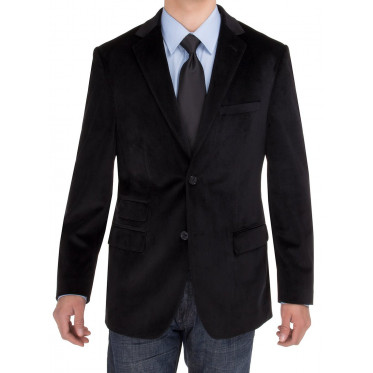Mens Salvatore Exte Blazer Velvet Two Button Modern Fit Jacket Black