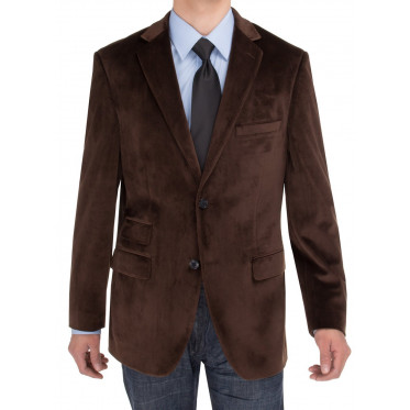 Mens Salvatore Exte Blazer Velvet Two Button Modern Fit Jacket Brown