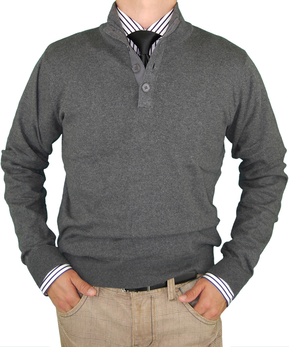 Button mock neck sweater on sale
