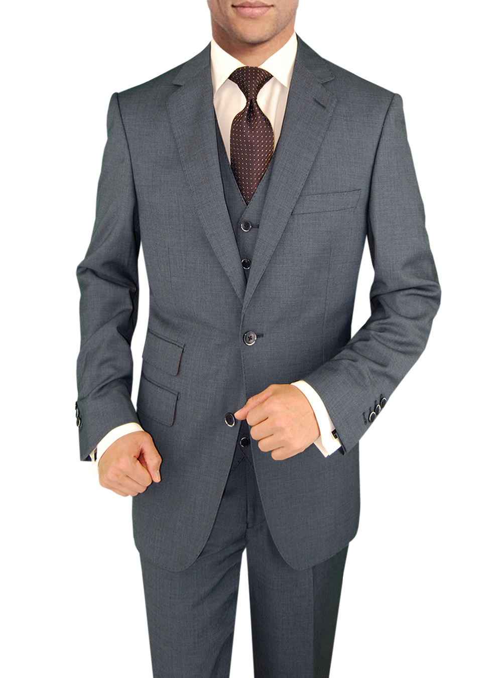 Mens DTI DARYA TRADING BB Signature 3 Piece Vested Suit Ticket Pocke