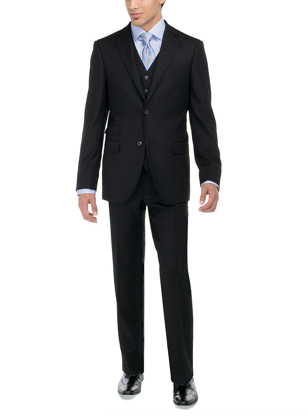 Mens Black 3 Button vested 3 piece suits by Luciano Natazzi - Fashion ...