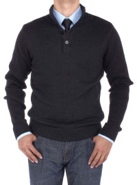 Mens Luciano Natazzi Mock Neck Ribbed Sl - Image1