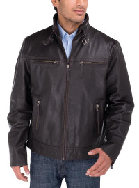 Mens Luciano Natazzi Leather Moto Biker  - Image1