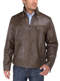 Mens Luciano Natazzi Leather Moto Biker  - Image1