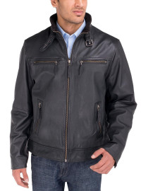 Mens Luciano Natazzi Leather Moto Biker  - Image1