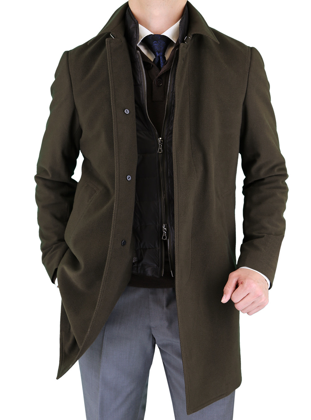 Mens Luciano Natazzi Overcoats Modern Fit Walker Top Coat Brown
 - Image1