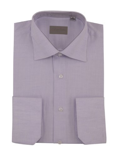 Mens Darya Trading Cotton Dress Shirt Spread Collar Narrow Stripe Lavender - Image1
