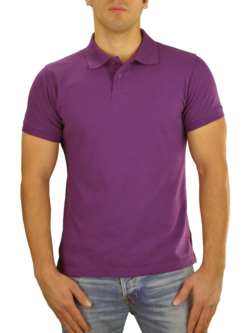 Mens Darya Trading T-Jeans Pique Polo Shirt Button Down Purple - Image1