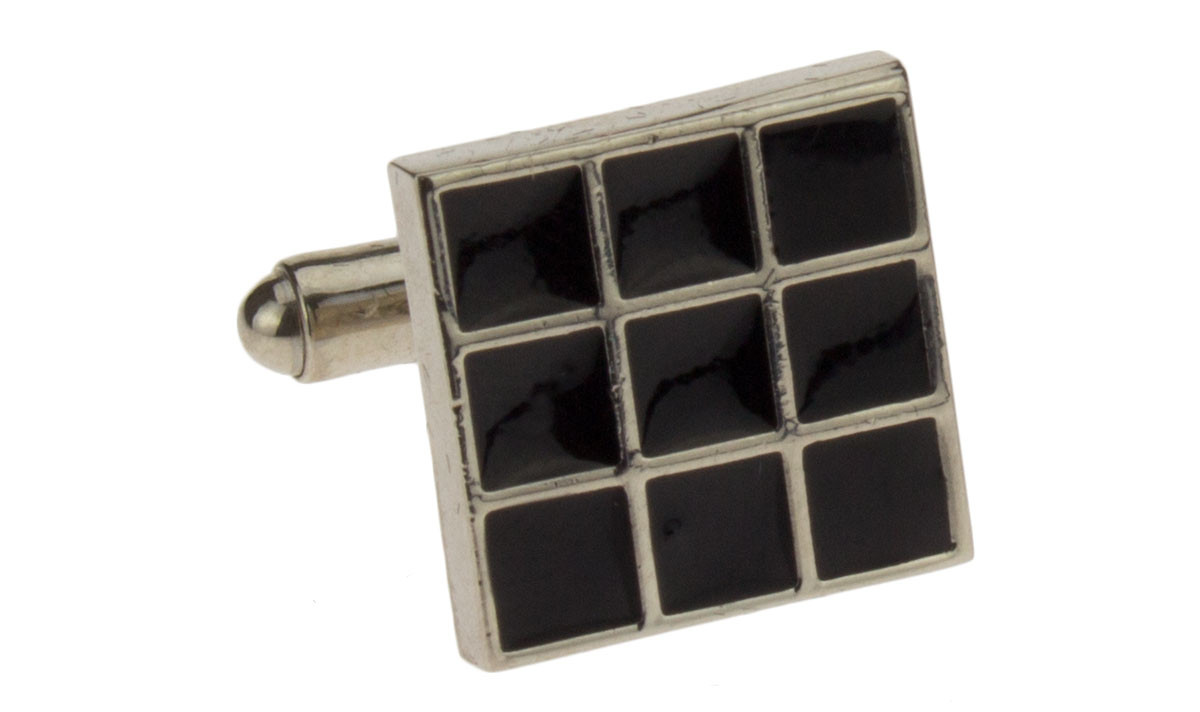 Mens Darya Trading Classic Black Cufflinks Stainless Steel Cuff Link With Presentation Box in Silver - Image1