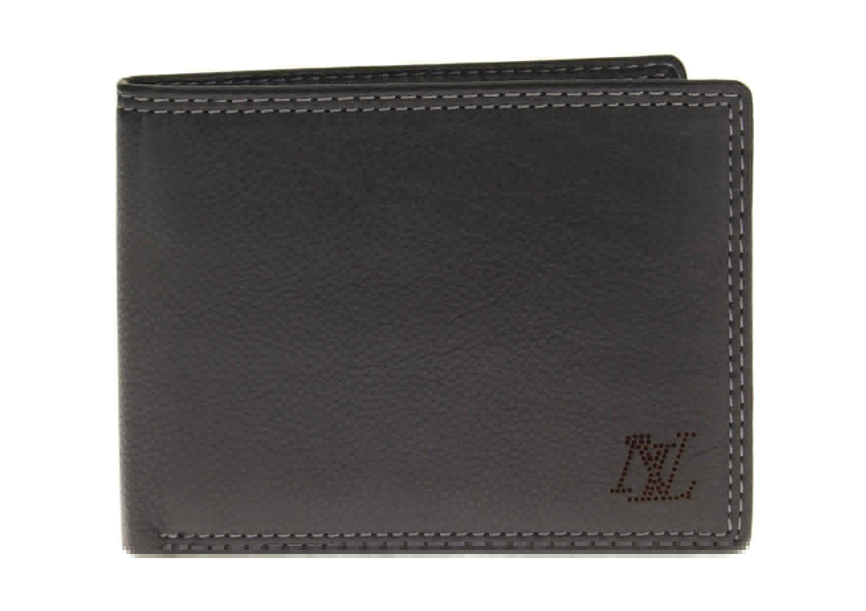 Mens Luciano Natazzi Leather Rfid Blocking Bifold Wallet Removable Double Id Holder in black - Image1