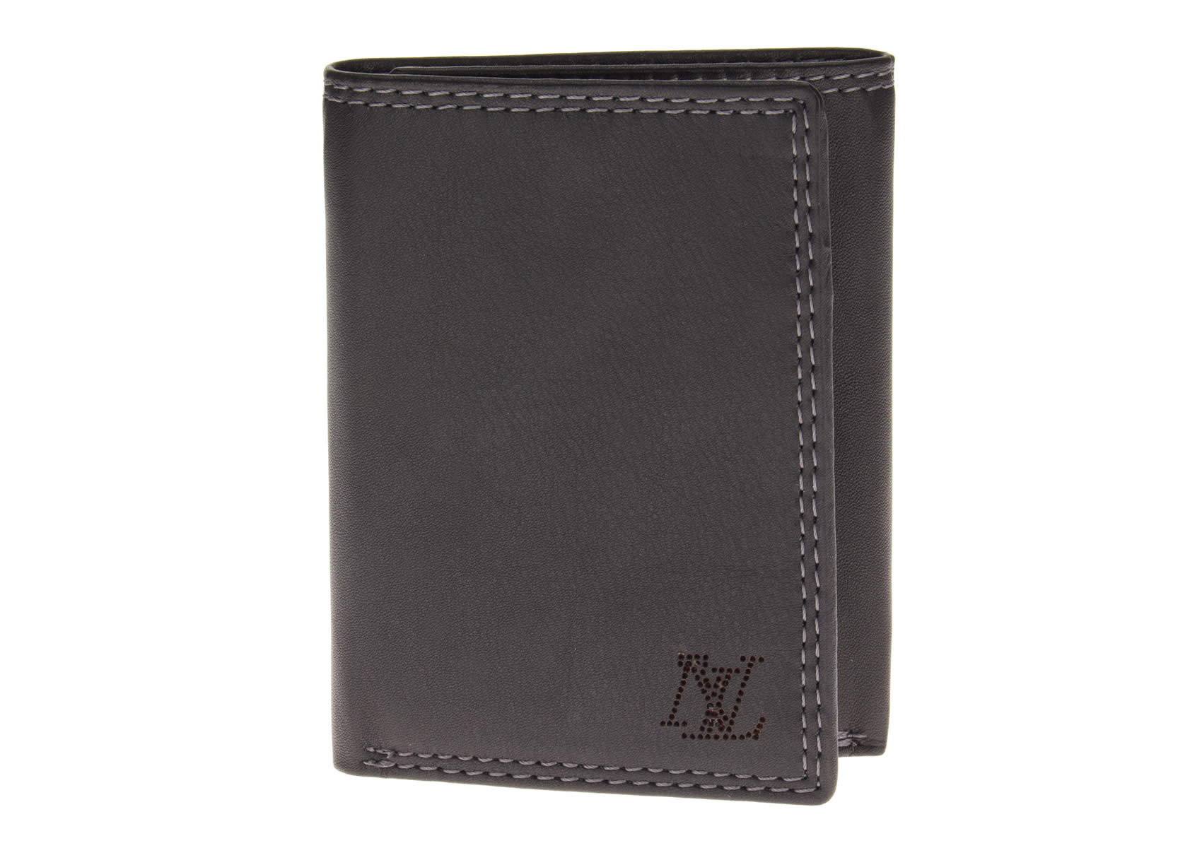 Mens Luciano Natazzi Nappa Leather Rfid Blocking Slim Triifold Wallet in Black - Image1