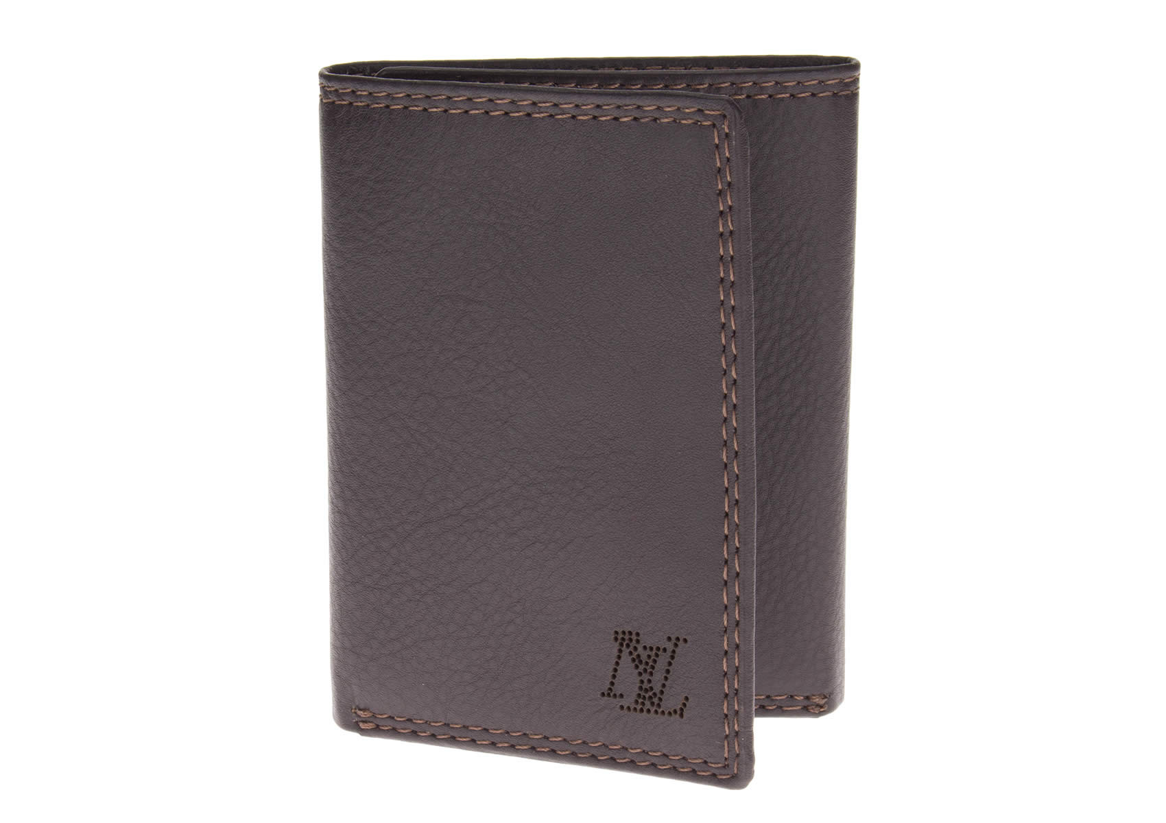 Mens Luciano Natazzi Nappa Leather Rfid Blocking Slim Triifold Wallet in Brown - Image1