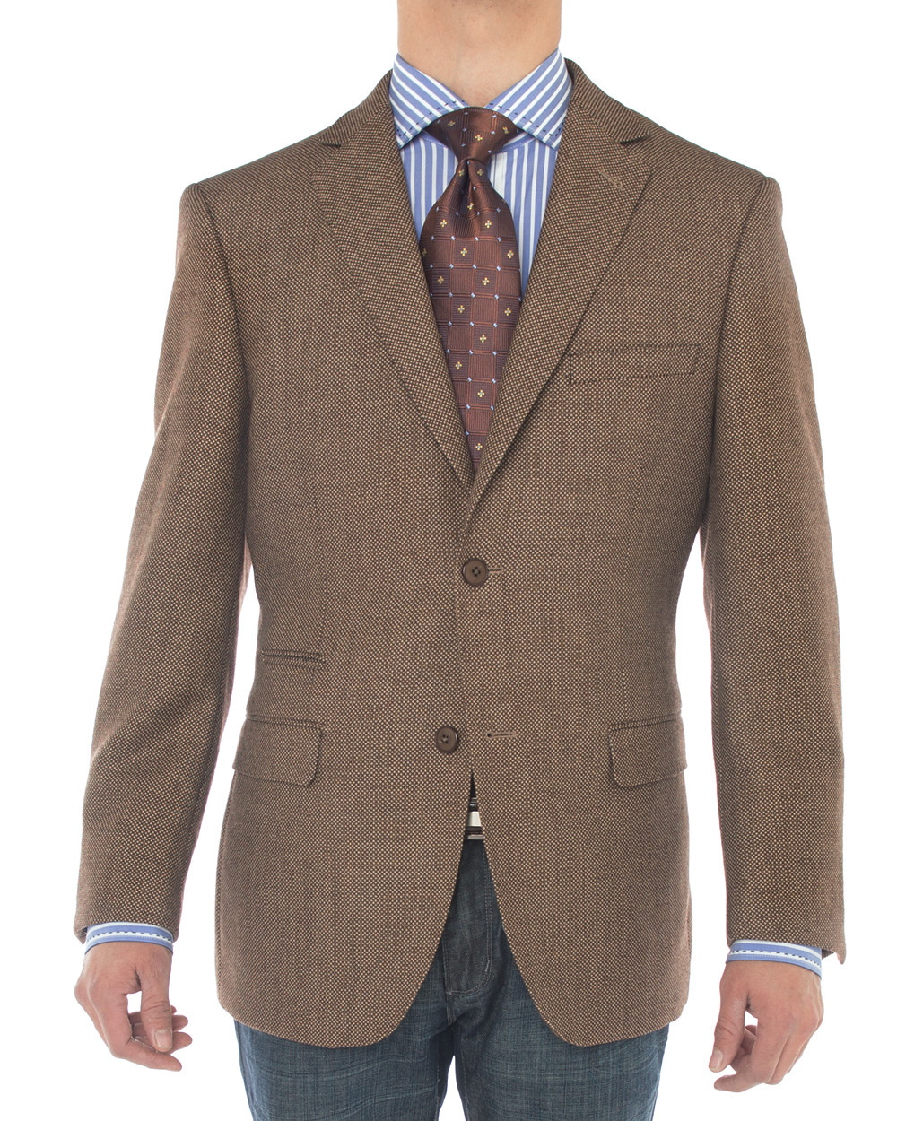 Mens Luciano Natazzi Blazer 160S Wool 2 Button Side Vents Jacket Brown
 - Image1