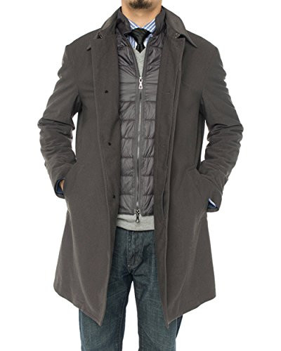 Mens Luciano Natazzi Top Coat Modern Fit Walker Coat Charcoal Gray - Image1