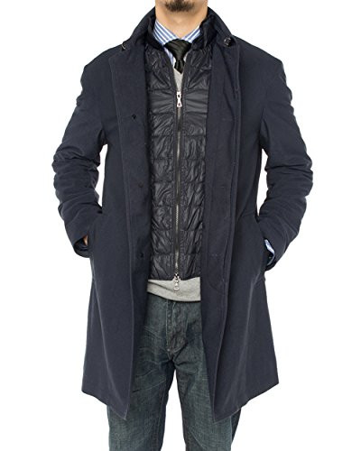 Mens Luciano Natazzi Top Coat Modern Fit Walker Coat Navy Blue - Image1