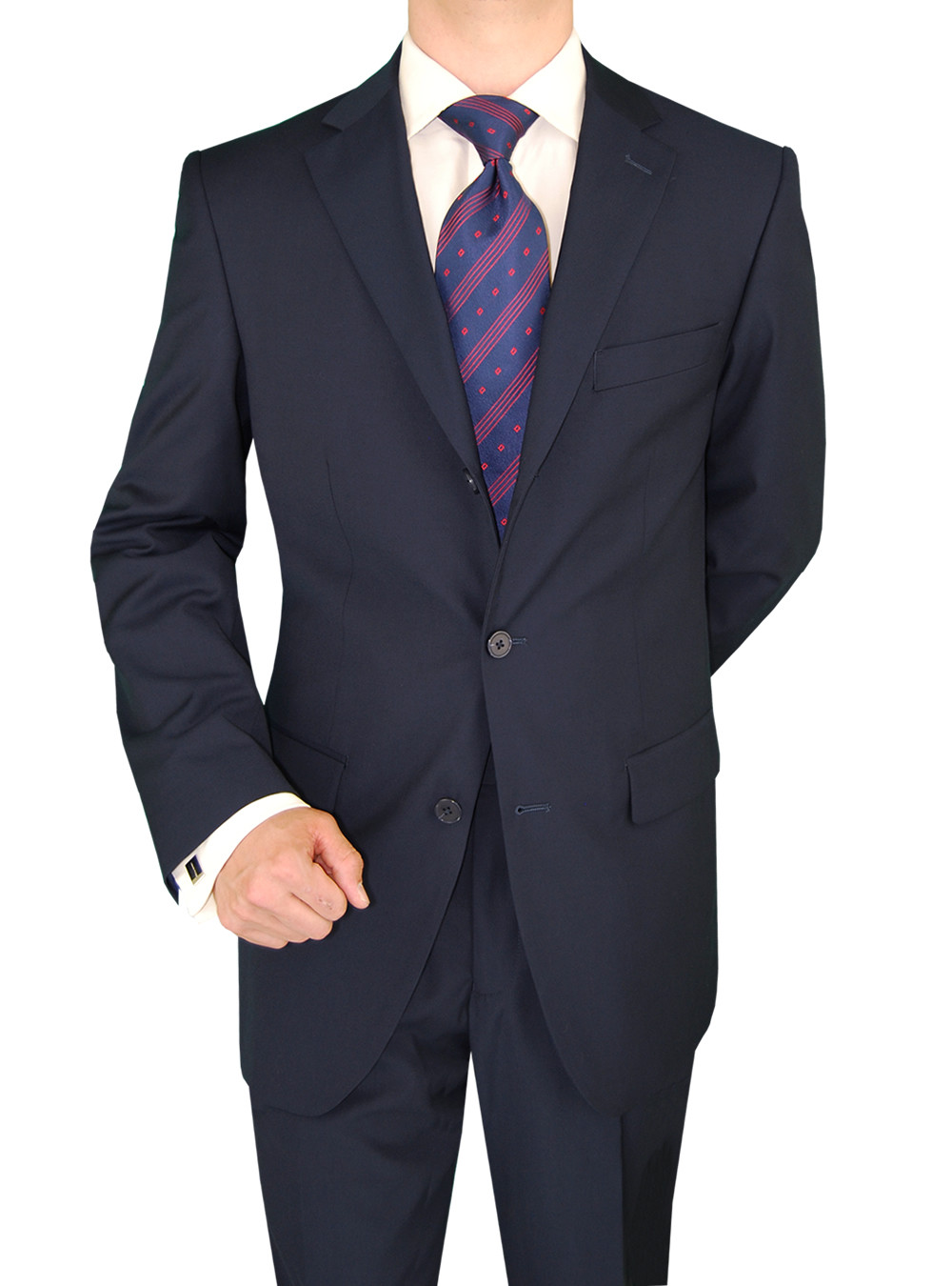 Mens Giorgio Napoli 3 Button Classic Fit Suit Pleated Pants Navy - Image1