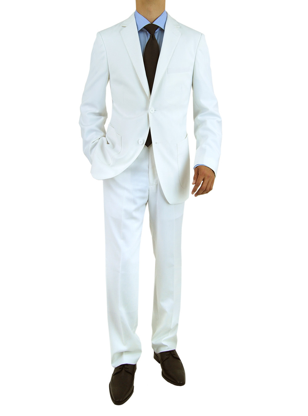 Mens Salvatore Exte Modern Fit Suit Two Button Center Vent Jacket White - Image1
