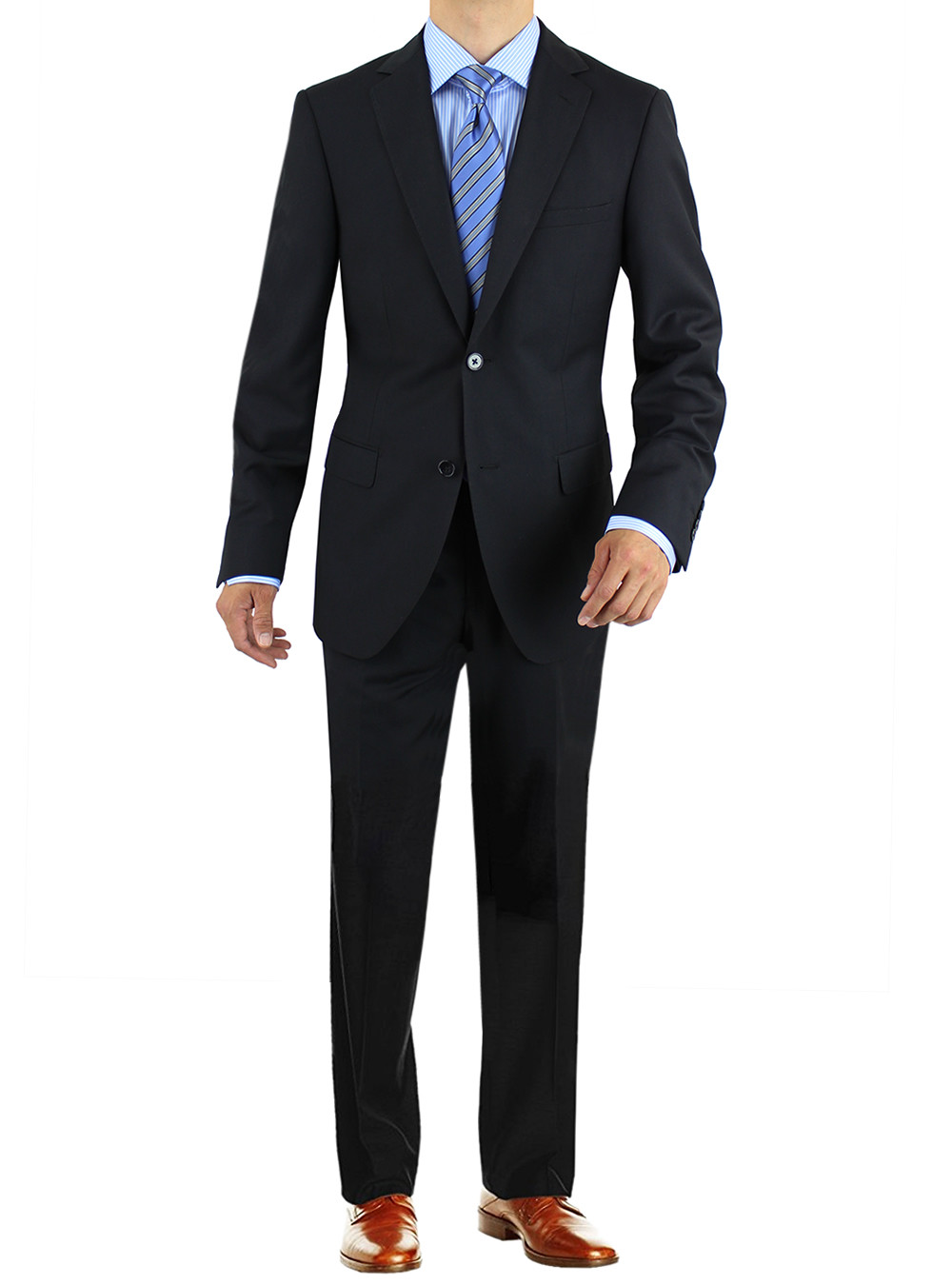 Mens Salvatore Modern Fit Suit Exte Two Button 2 Piece Black - Image1