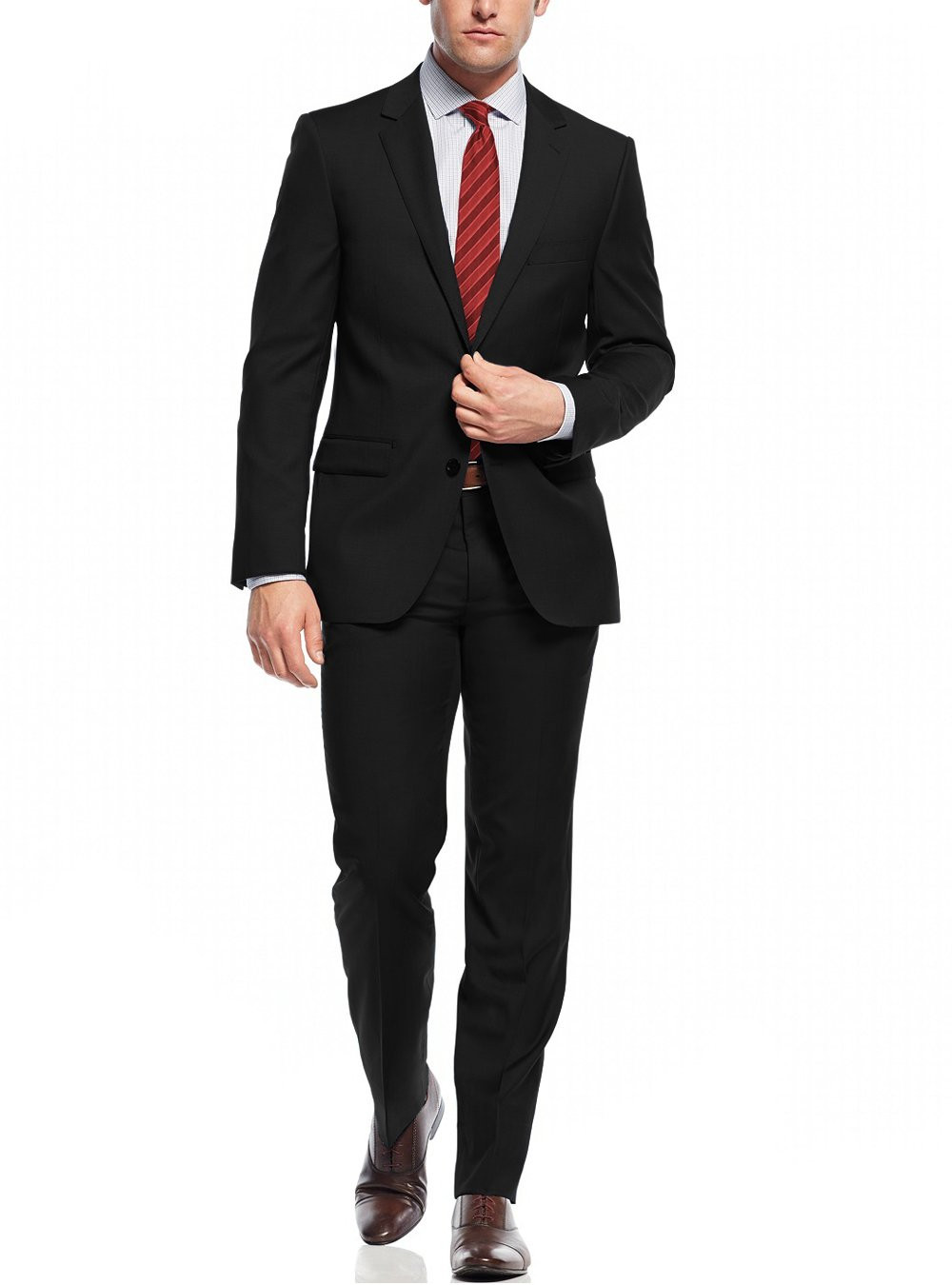 Mens Nicoletti 2 Button Slim Fit Suit 2 Piece Black - Image1