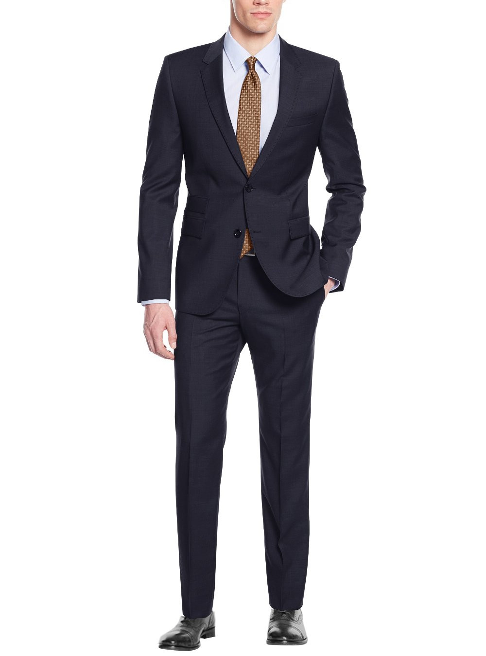 Mens Nicoletti Modern Fit Suit Two Button Center Vent Navy - Image1