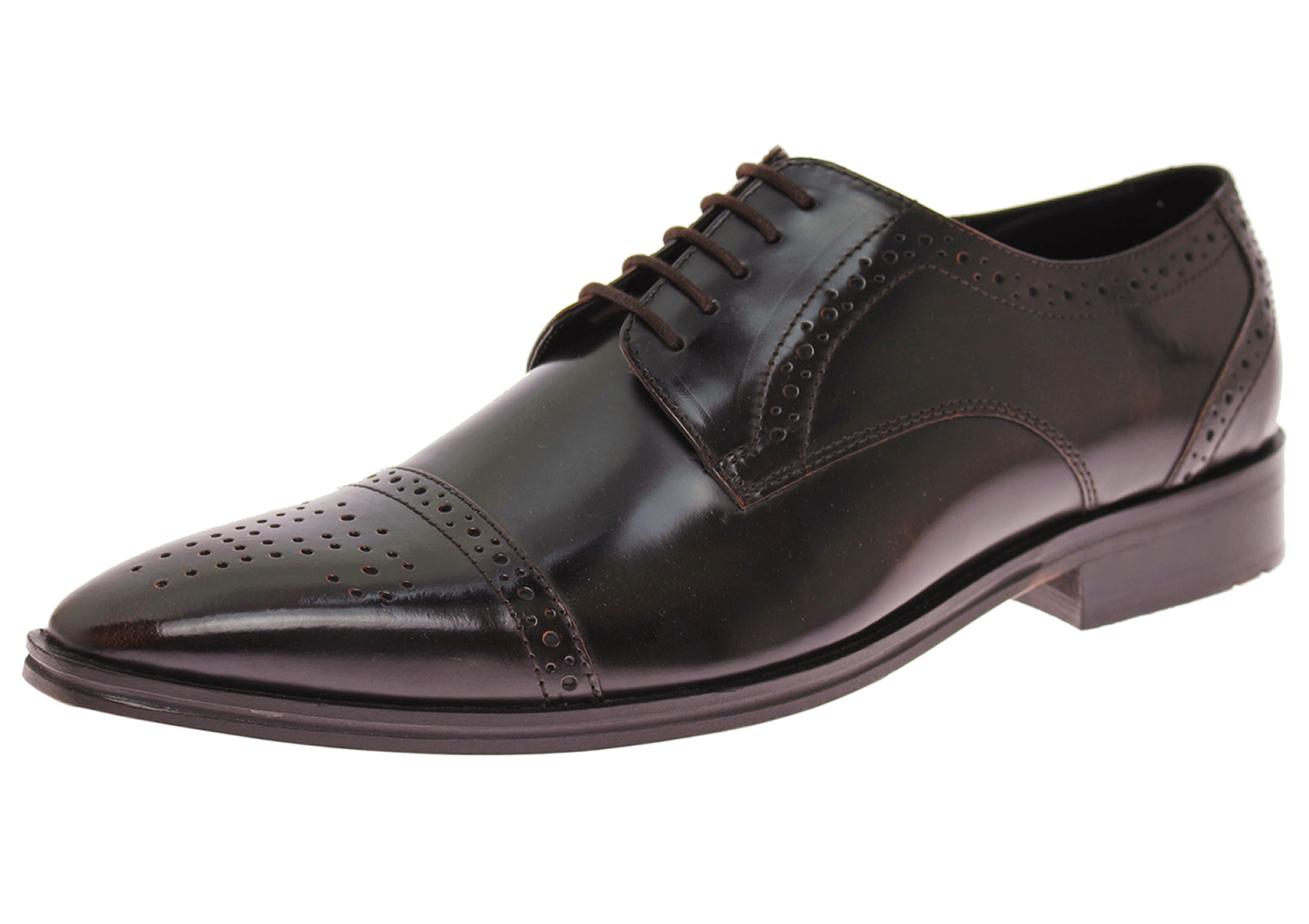 Mens Luciano Natazzi Cap-toe Leather Dress Shoe Lace-up Shoe Ox-Brown - Image1