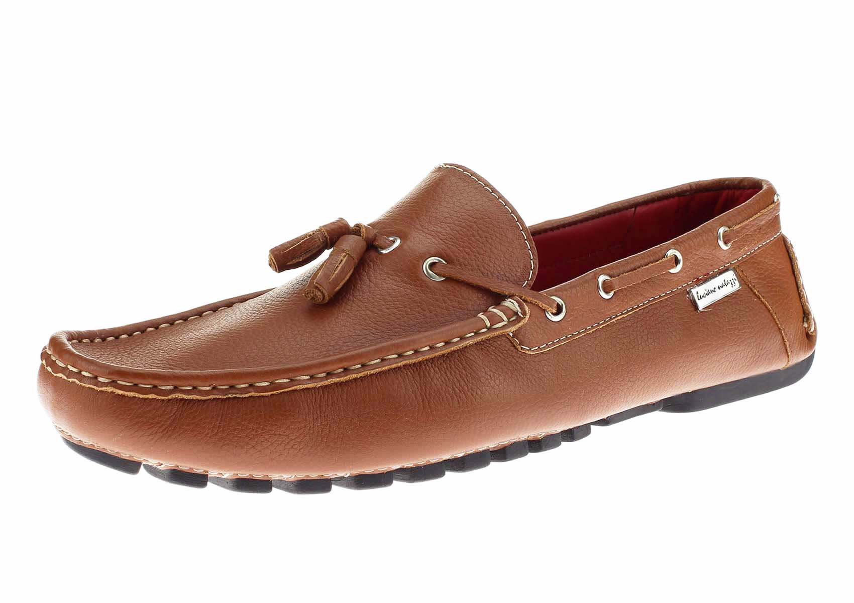 Mens Luciano Natazzi Tassel Driving Loafer Air Grant Slip-on Leather Shoes Tan - Image1
