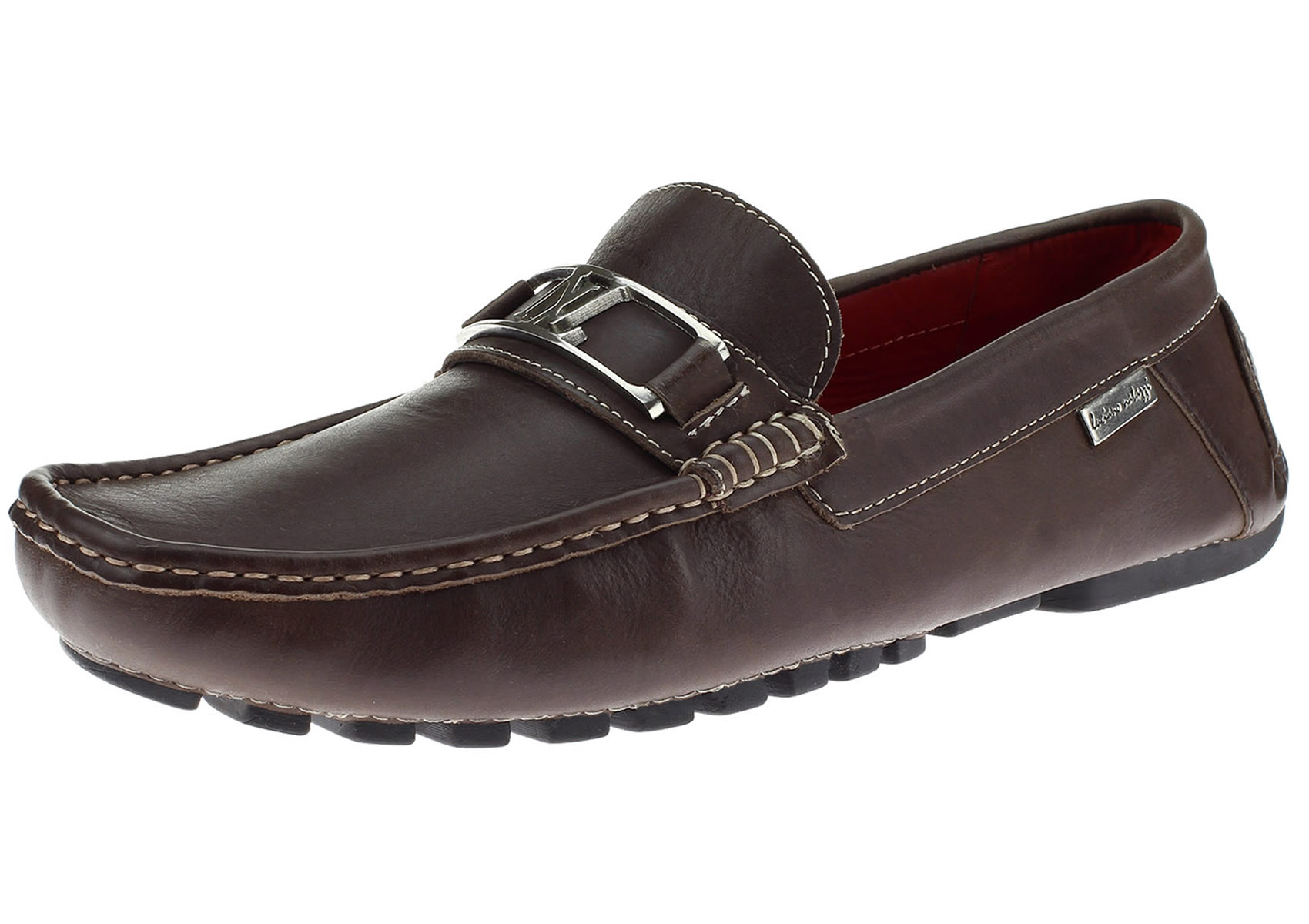 Mens Luciano Natazzi Driving Loafer Air Grant Bit Leather Slip-on Shoe Brown - Image1