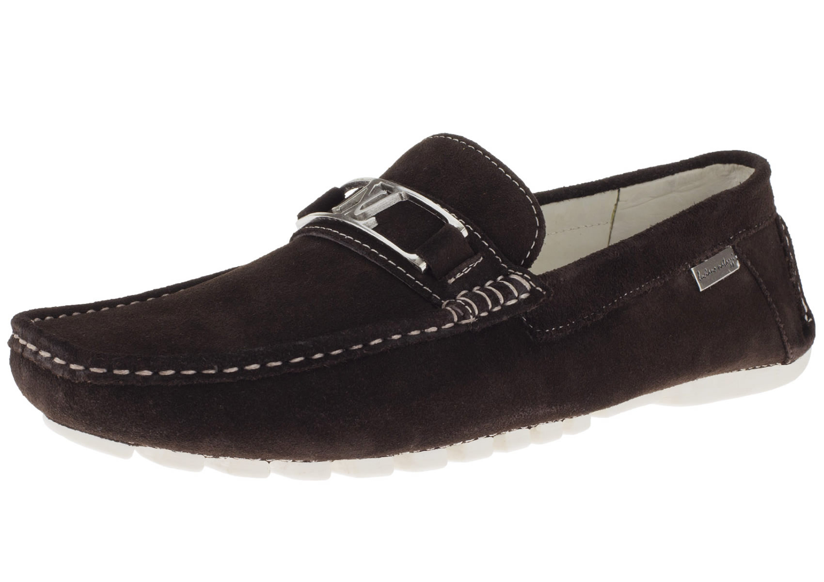Mens Luciano Natazzi Driving Loafer Air Grant Penny Suede Leather Brown - Image1