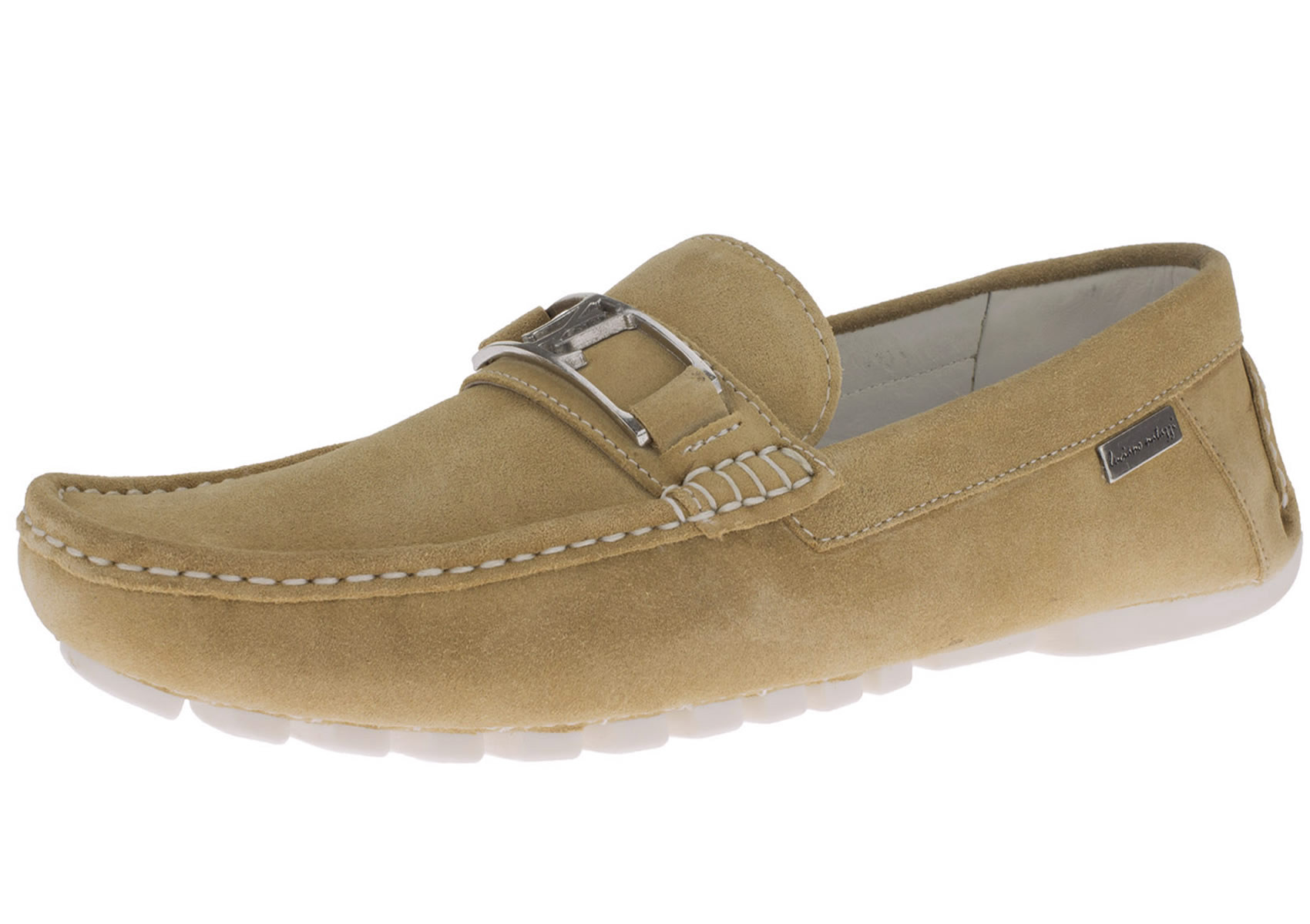 Mens Luciano Natazzi Driving Loafer Air Grant Penny Suede Leather Camel - Image1