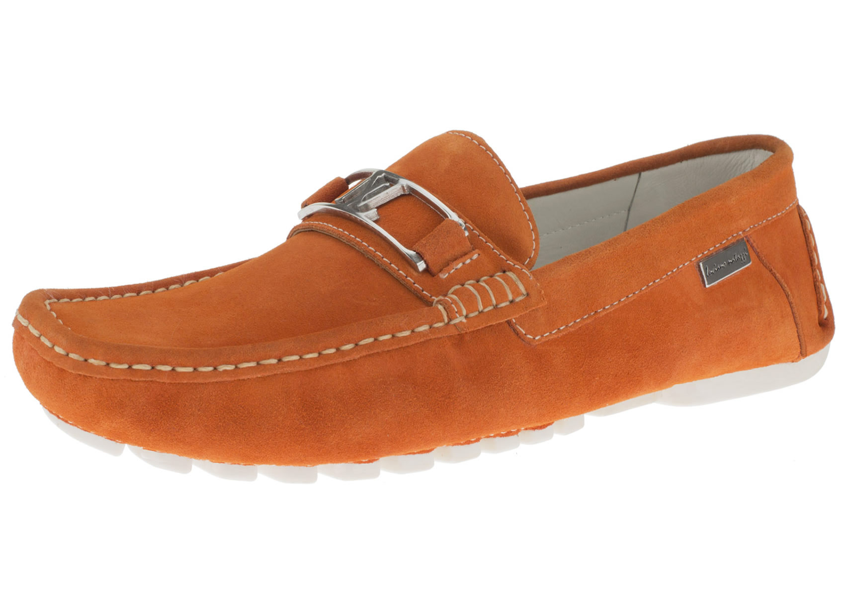 Mens Luciano Natazzi Driving Loafer Air Grant Penny Suede Leather Orange - Image1