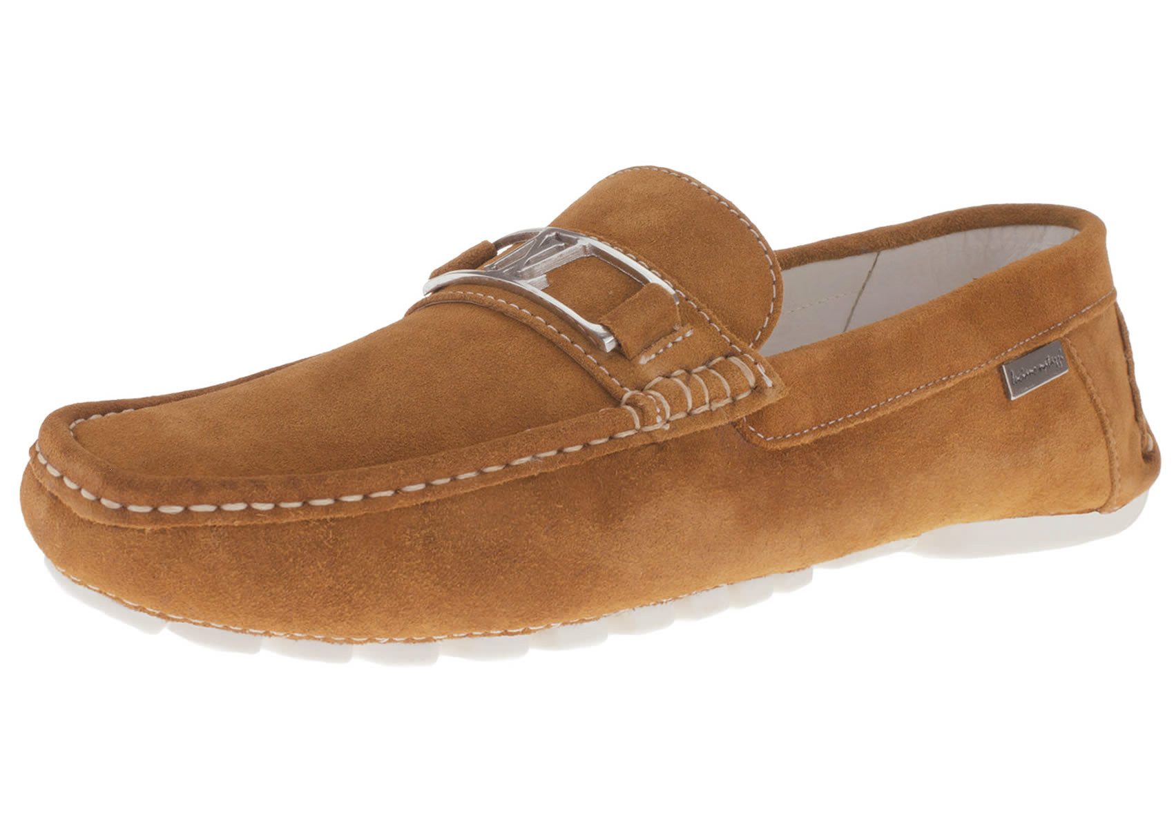 Mens Luciano Natazzi Driving Loafer Air Grant Penny Suede Leather Tan - Image1