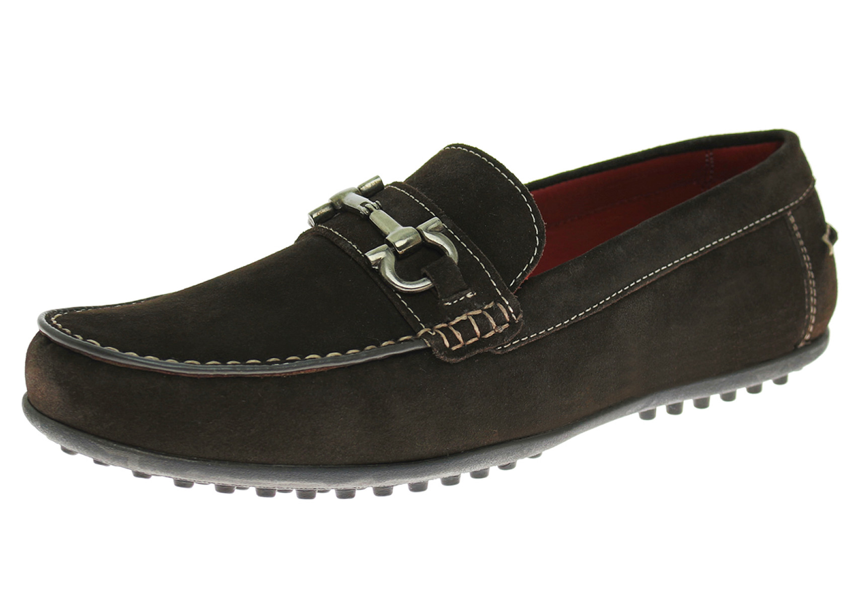 Mens Luciano Natazzi Kimo Driving Loafer Suede Leather Moccasin Shoe Coffee Brown - Image1
