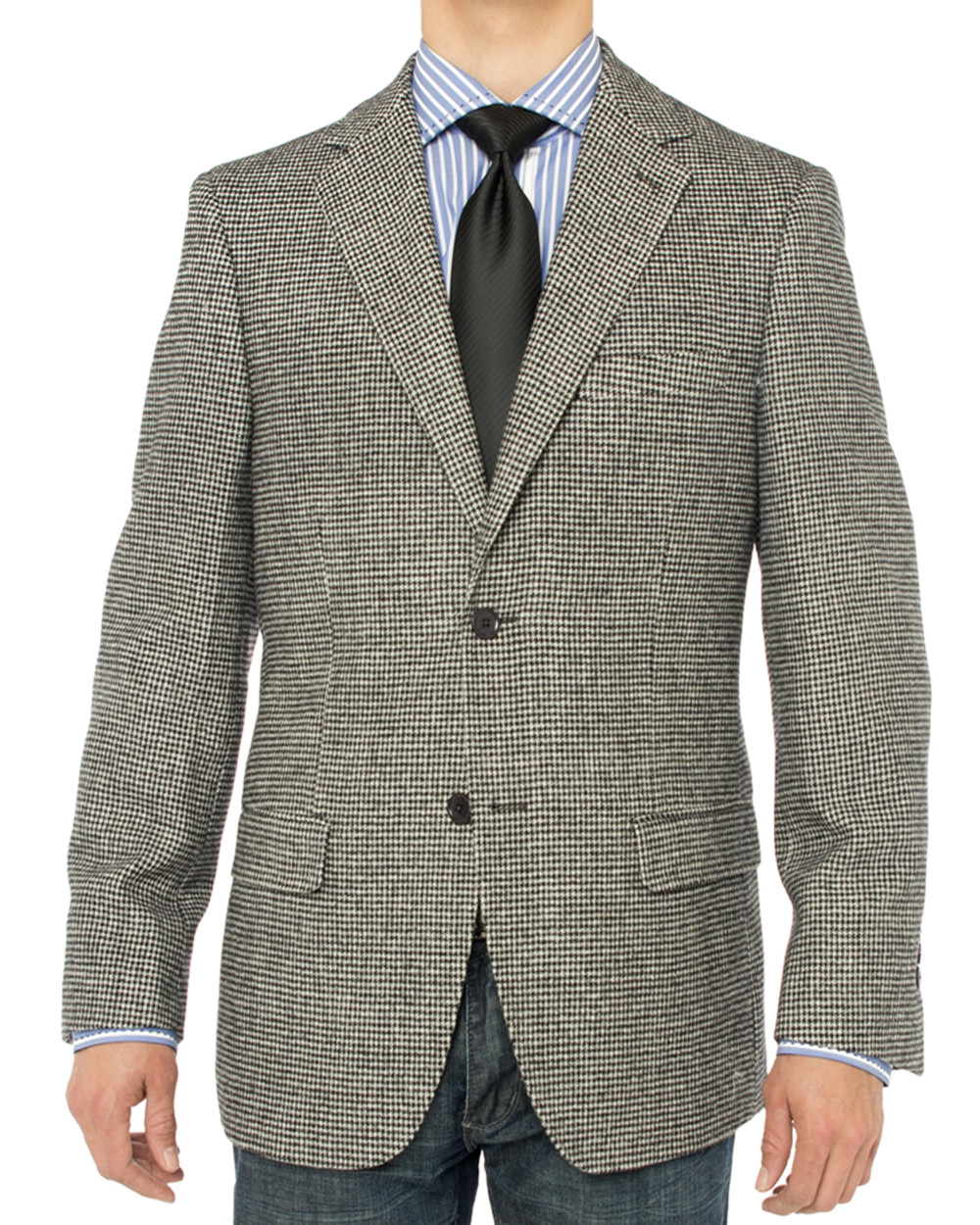 Mens Luciano Natazzi Camel Hair Blazer Modern Fit Black White Check - Image1