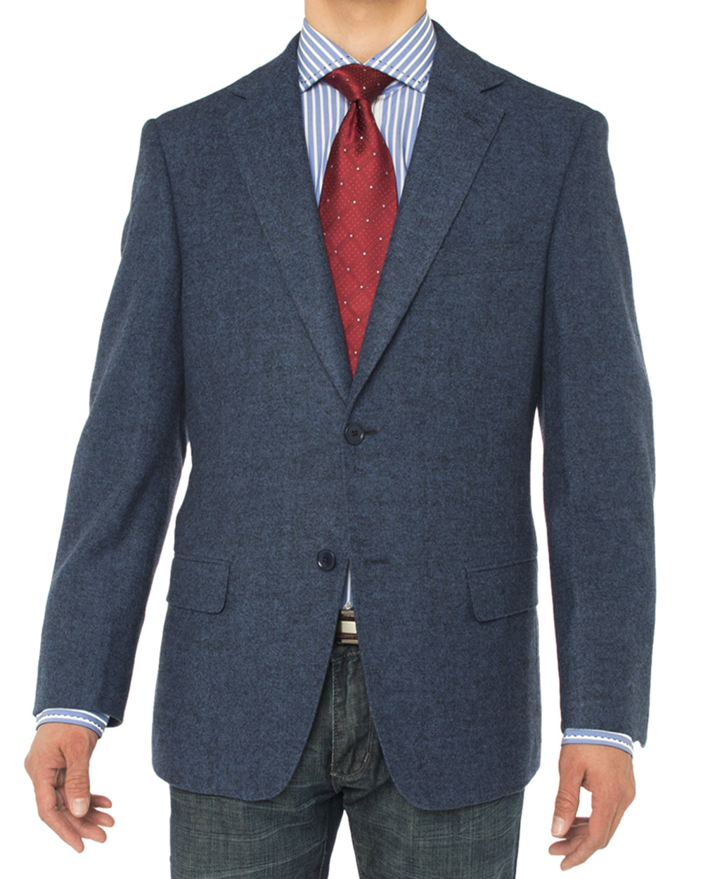 Mens Luciano Natazzi Camel Hair Blazer Modern Fit French Blue Herringbone - Image1