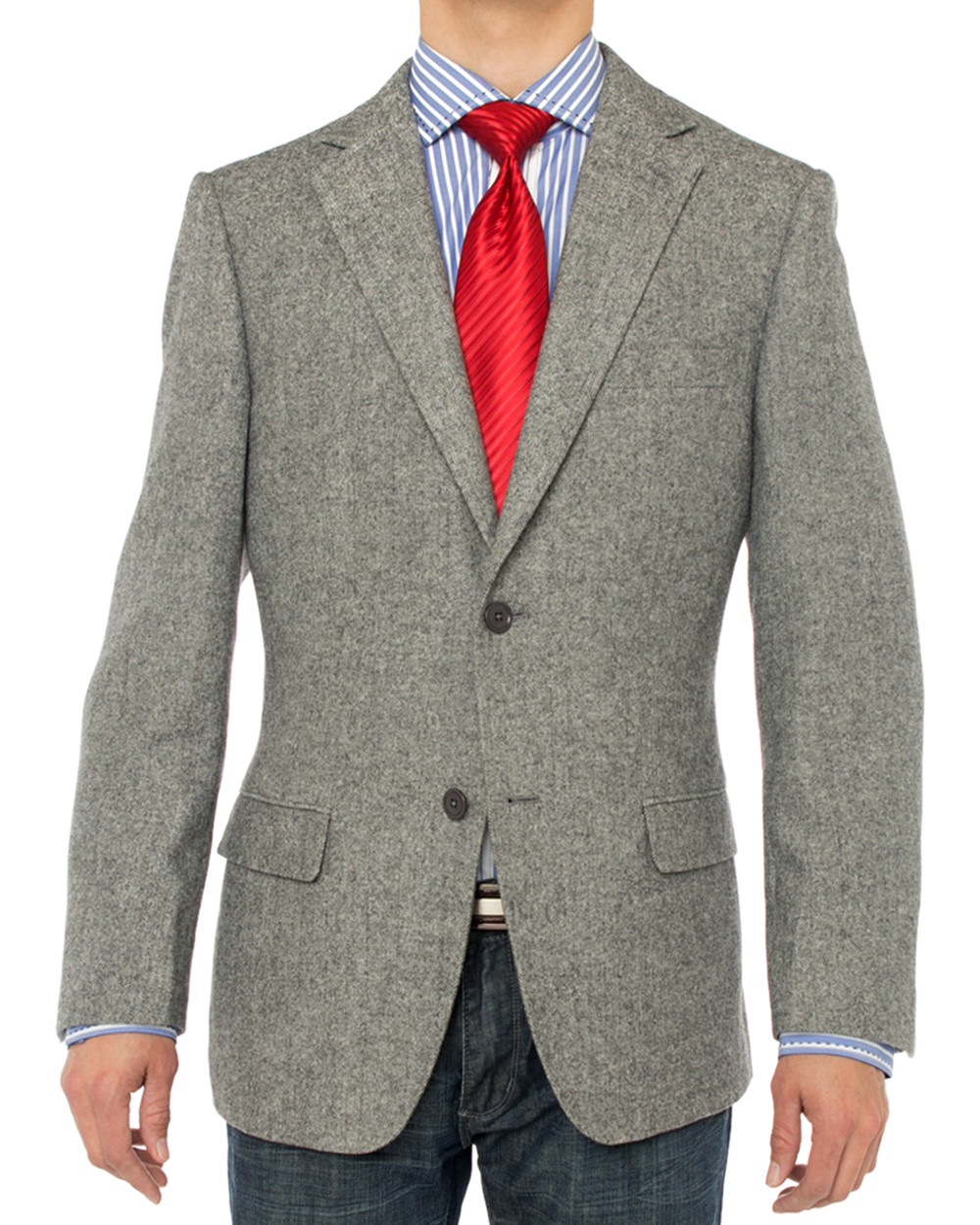 Mens Luciano Natazzi Camel Hair Blazer Modern Fit Gray Herringbone - Image1