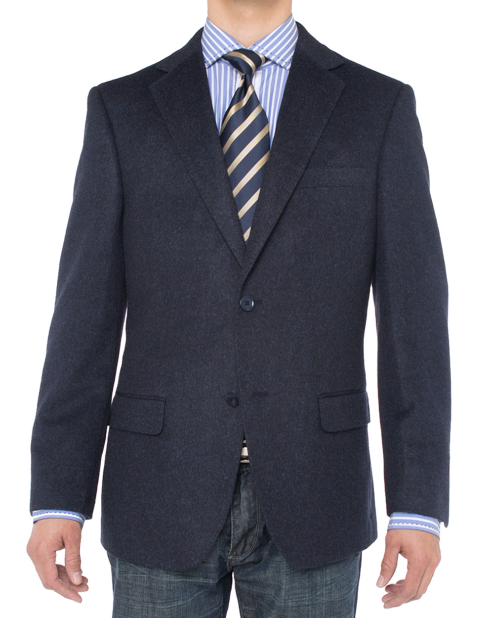 Mens Luciano Natazzi Camel Hair Blazer Modern Fit Navy - Image1