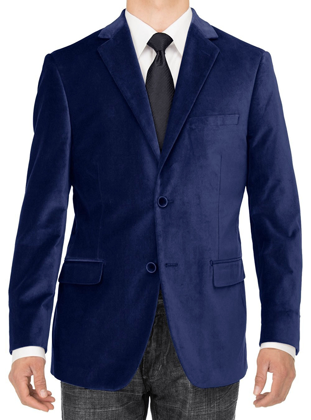 Mens Luciano Natazzi Blazer Two Button Velvet Royal Blue - Image1