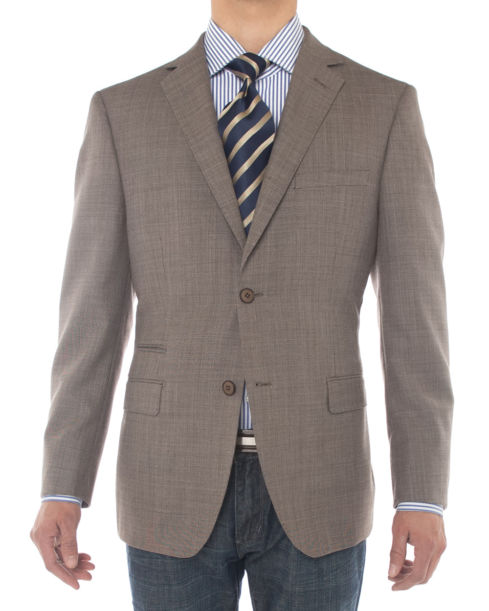 Mens Luciano Natazzi Blazer Two Button 160S Wool Ticket Pocket Jacket Light Brown - Image1