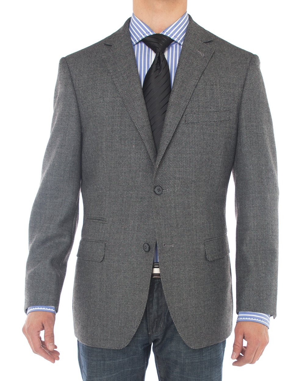 Mens Luciano Natazzi Blazer 160S Wool 2 Button Side Vents Jacket Charcoal
 - Image1