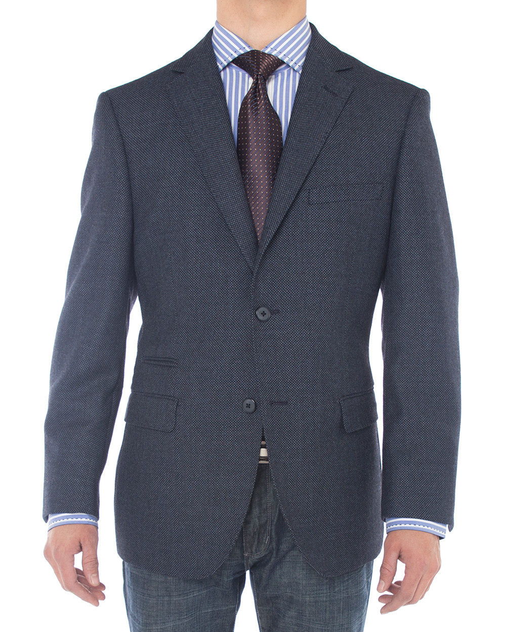 Mens Luciano Natazzi Blazer 160S Wool 2 Button Side Vents Jacket French Blue - Image1